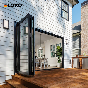 Eloyd Outdoor Aluminium Glass Folding Door Office Terrace Veranda Patio Durable Exterior Sliding Folding Patio Glass Door