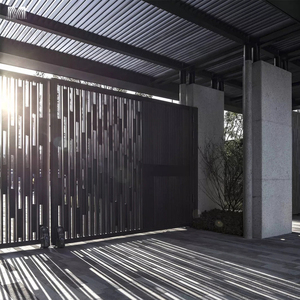 Modern Automatic Design Metal Fire Rated Raised Door Laser Cutting Design Aluminium Composite Sliding Door