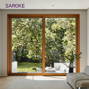 Luxury Design Energy Efficient Tempered Glass Aluminum Clad Wooden Sliding Patio Doors