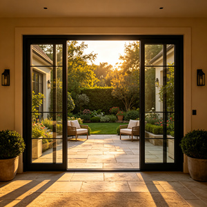 Thermal Break Aluminum French Door Double Leaf Double Glazed Low-E Glass Patio Entrance Custom Color For USA Luxury Homes