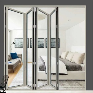 Lukliving Fashion Folding Doors Exterior Aluminum Exterior Doors Mosquito Net Doors Folding for Bedroom