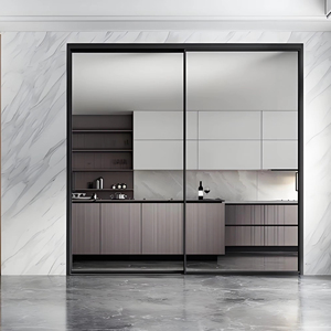 35 Series Aluminum Alloy Kitchen Sliding Door with Tempered Glass for Home Renovation
