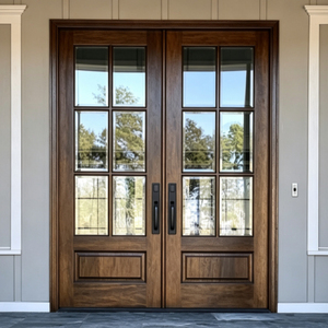 Modern Luxury Aluminum Clad Wood Casement Doors Triple Glazed Solid Timber