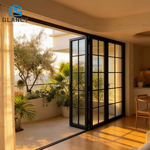 Aluminum Alloy Patio Bi-Fold Slide Folding Doors with Screen