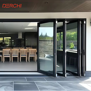 12 Feet Air Tightness Aluminum Tempered Glass Patio Accordion Folding Doors
