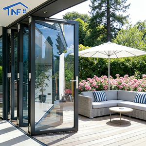 Bi-fold Doors Thermal Break Aluminum Glass Bifold Folding Door Coastal Windproof Bifold Accordion Doors For Patio Kitchen