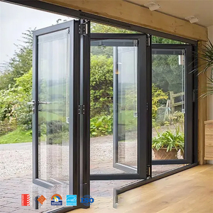 AMJ Heavy Duty Coastal Glass Commercial Aluminum windows and Doors Patio Folding Glass Door Double Glazed Glass Bifold Doors