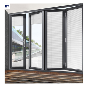Fashion Custom Design Italian Frameless Glass Doors Modern Aluminum Folding Partition Door