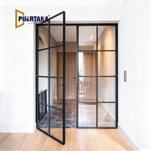 Modern Indoor Aluminium French Casement Swing Glass Door Internal Glass Walls Divider