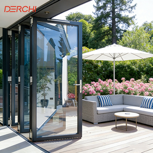 DERCHI NFRC Aluminium Balcony Accordion Door Thermal Break Double Tempered Glass Exterior Bi Folding Patio Doors