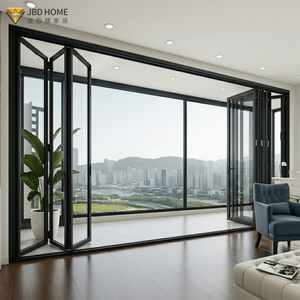 American Certified Hurricane Proof Folding Door Aluminum Metal Frame Double Tempered Glass Bi-fold Doors