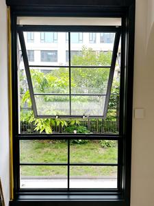 Retro French Black Frame Aluminum Awning Window with Louver Top Hung Casement Window