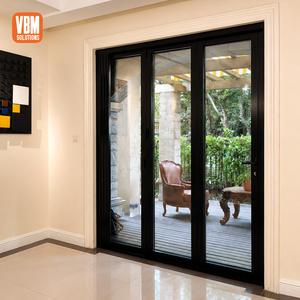 Aluminium Accordion Folding Door with Retractable Flyscreen Double Tempered Glass