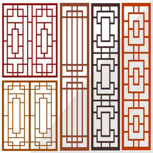 Antique Chinese Style Aluminum Alloy Window Grille Wood Grain Carved Art Screen Partition Custom Hollow Aluminum Curtain Walls