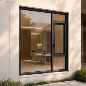 Soundproof Double Glazed Aluminum Alloy Casement Window with Slim Black Frame Windproof