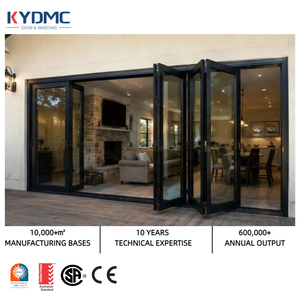 USA NFRC Outdoor Aluminum Vertical Stacking Door Double Tempered Glass Insulated Waterproof Patio Balcony Bi-Folding Doors