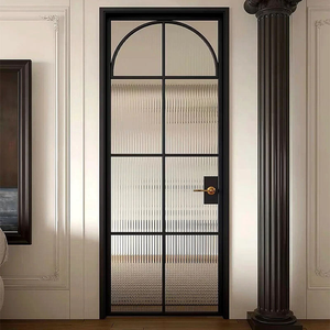 Custom Retro Slim Swing Door Vintage Arched Aluminum Frame Tempered Safety Glass Partition Door for Interior Bathroom Kitchen