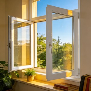 Modern Design Villa Triple Panel Double Glazed Tempered Glass Aluminum Casement Window
