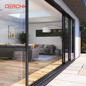 Luxury Heavy Duty Slim Frame Panoramic Large Glass Panel Sliding Glass Aluminium Door For Villa House