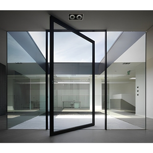 Heavy-Duty Aluminum Pivot Doors Double Glass Soundproof Villa Entrance