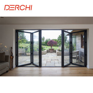 Hurricane Proof Aluminum Double Tempered Glass Folding Door