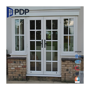 Double Panels Swing French Style Aluminum Alloy Anti-Theft Entry Casement Door