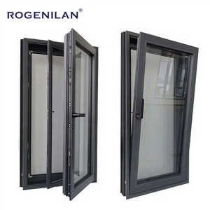 CE Certified Slim Narriow Frame Casement Window Hurricane Proof Sound Insulated Tilt Turn Aluminum Windows