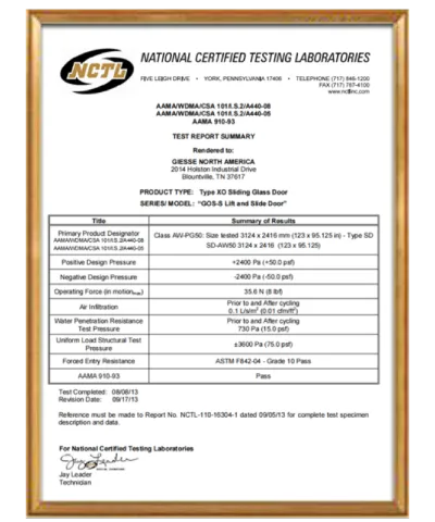 BrioWindow door and window quality certificate 2