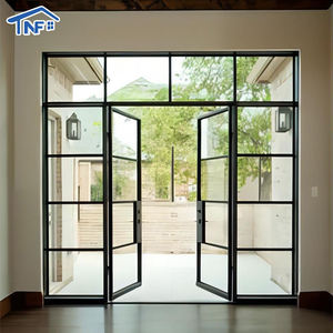 Aluminum Swing Door Double Tempered Glass Exterior Glass Arch Casement