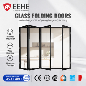 EEHE Indoor Aluminum Bifold Door 45dB Soundproof Simple Track Double Glazed Interior Folding Door for Living Room and Lounge