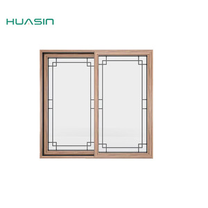 Huasin NFRC CE Double Track Energy Efficient Modern Residential Patio Aluminum-Clad Wood Sliding Door