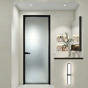 Customizable Aluminum Frame Glass Single Door Sanded Frosted Glass