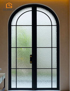 Black Aluminum Interior French Arch Door Glass Interior Doors