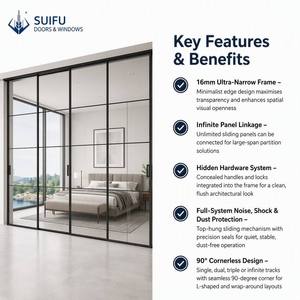 Modern Slim Frame Aluminum Partition Barn Door Kitchen Bedroom