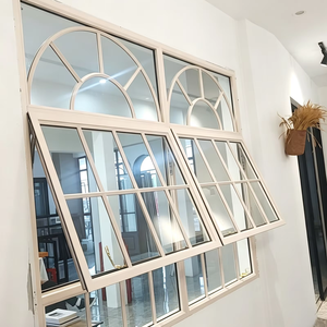 Factory Custom French Retro Grill Louver Window Windproof Waterproof Aluminum Top Hung Awning Window