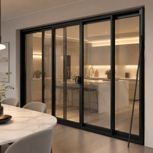 Customized Size Sliding Doors Double Glass Aluminum Doors Heat Insulation Energy Efficient Balcony Sliding Patio Door