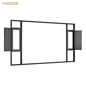 Wazzor New Arrival Villa Modern Hurricane-Proof Impact Energy Efficiency Patio Aluminum Double Glass Hinge Window