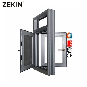 ZEKIN Modern Slim Frame Aluminum Casement Windows Reflective Glass Luxury Horizontal Swing Open Style for Apartments