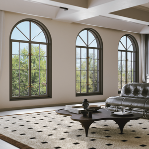 6063-T5 Aluminum Alloy Profile Double Glazed Retro Arch Casement French Windows