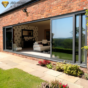 Modern Exterior 4 Panel Aluminum Sliding Glass Door Double Glazed Tempered Patio Entrance For Residential Villa Projects