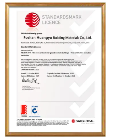 BrioWindow door and window quality certificate 3