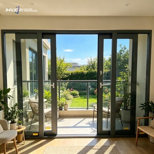 Hot Sell Full Sealed Aluminum Sliding Door Thermal Break Tempered Glass With Fiberglass Screen