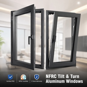 NFRC Tilt and Turn Black Narrow Frame Double Glazed Thermal Break Modern Residential Aluminum Windows