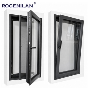 ROGENILAN AS2047 Black Aluminium Swing Window Double-Glazed Toughened Glass Screen Casement Windows for Homes