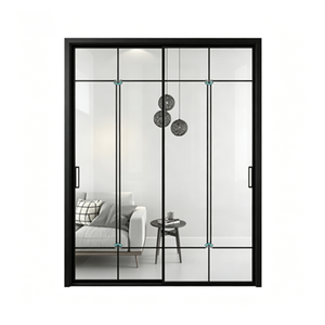 Modern Aluminum Sliding Door Double Glass Windproof for Balcony Patio and Lobby Entrance
