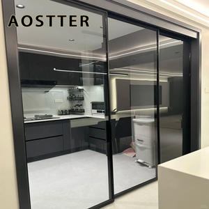 AOSTTER Semi-Open Kitchen Aluminum Partition Door with Clear Vision Tempered Panel and Durable Alloy Frame for Urban Flat