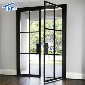 Modern Style Aluminum Double Tempered Frosted Glass Door
