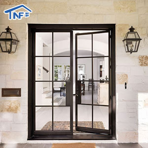 Factory Direct Sale Black Aluminum Frame Casement Entry Door Soundproof French Patio Doors