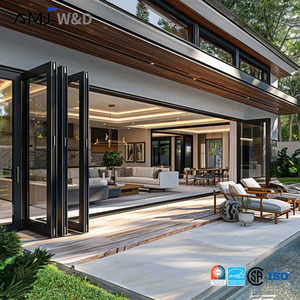 Heavy Duty Thermal Insulated Aluminum Folding Door Double Tempered Glass Bi-Fold Doors Soundproof Accordion Door