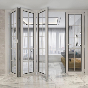 Safety Glass Aluminum Bi Folding Door Heavy Duty Frame Wide Opening Modern Design Stable Folding Door